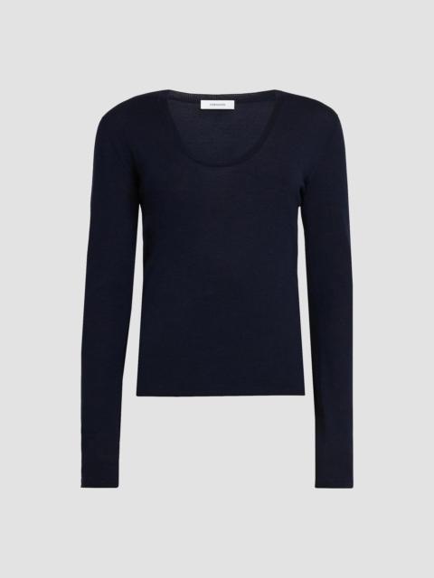 FERRAGAMO Women's Extra-Fine Wool Seamless Scoopneck Sweater - Navy