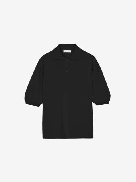 The Frankie Shop Nola Knit Polo Top - Black
