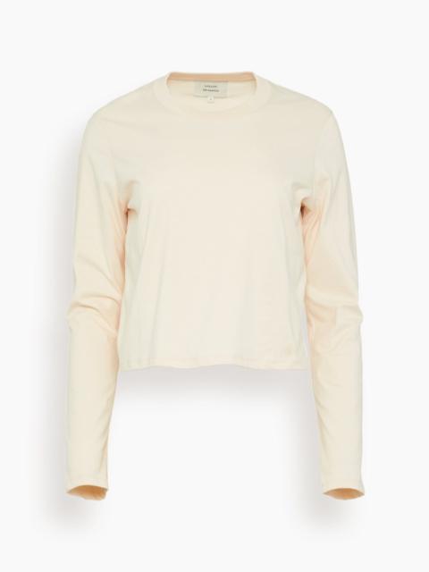 Loulou de Saison Masal Roundneck Long Sleeve Top in Cream Rose