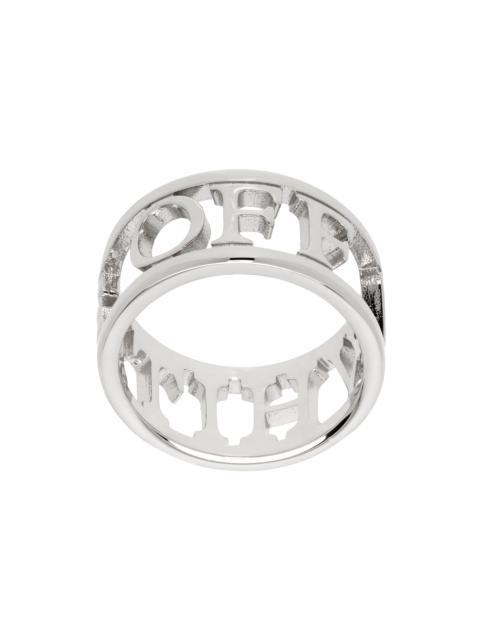 Off-White Silver Logo Lettering Ring