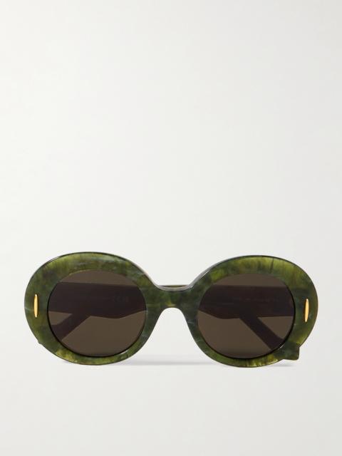 Loewe Round-frame Marbled Acetate Sunglasses