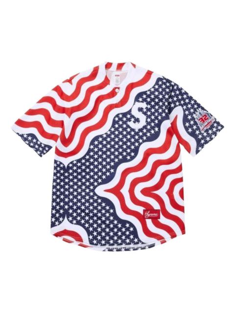 Supreme Supreme SS26 New York Shop S Logo Baseball Henley 'Flag' SUP-SS26-344-FAG