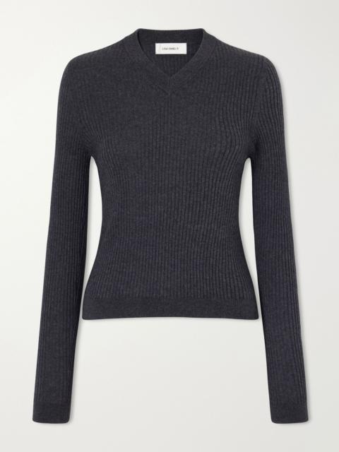 LISA YANG Marguerite ribbed cotton and cashmere-blend sweater Charcoal