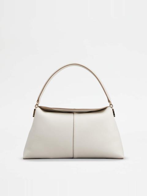 TOD'S T CASE SHOULDER BAG IN LEATHER SMALL - OFF WHITE