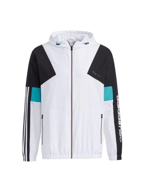 adidas neo M Cs Cb Wb 2 Logo Embroidered Contrasting Colors Sports Jacket White GP5685