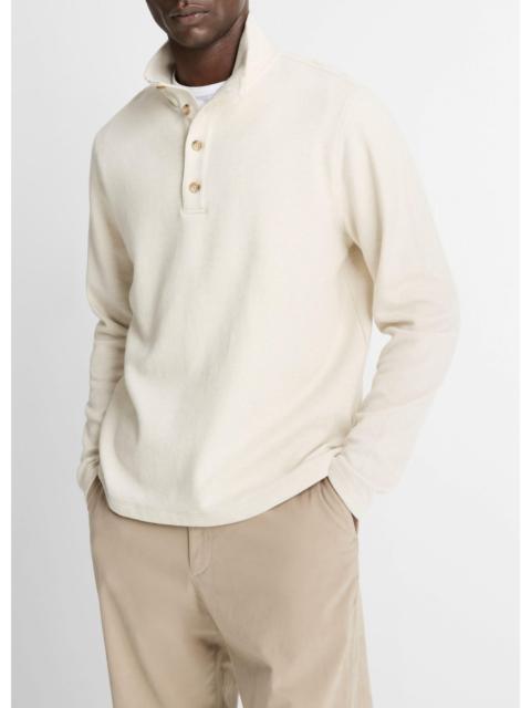 Vince Cotton Button Mock-Neck Pullover