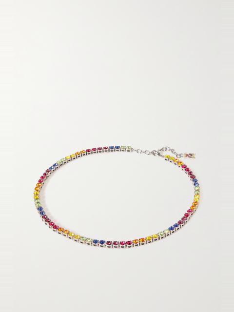 Amina Muaddi Silver-tone crystal necklace