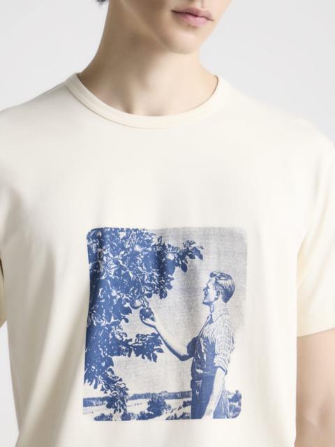 JW Anderson MENS PICKING FRUIT GRAPHIC PRINT T-SHIRT IN ECRU