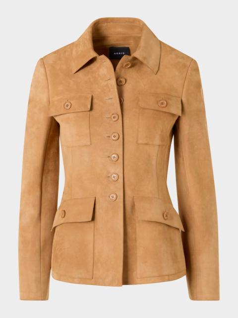AKRIS Delia Suede Fitted Jacket