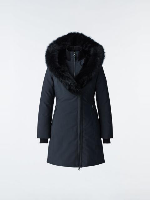 MACKAGE TRISH Powder Touch down coat with blue fox fur Signature Mackage Collar