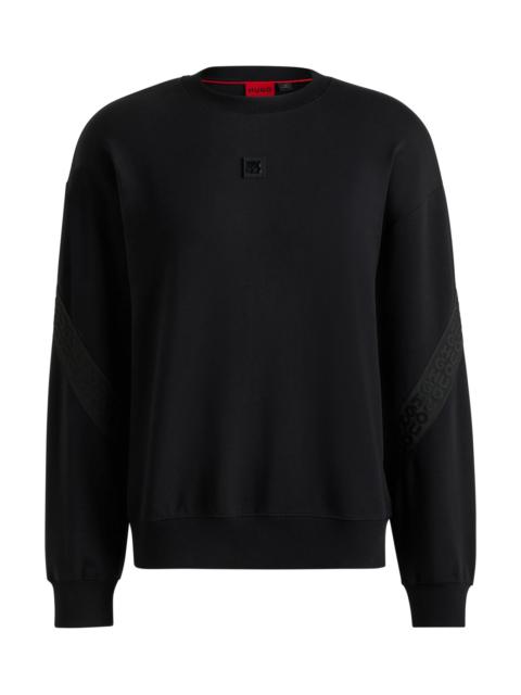 HUGO RELAXED-FIT SWEATSHIRT IN STRETCH COTTON WITH STACKED LOGO