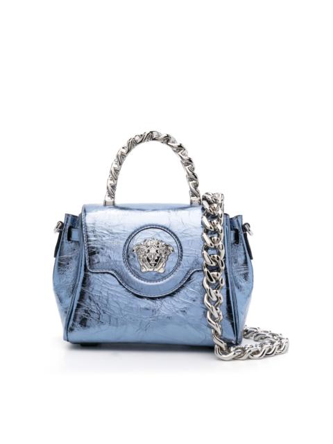 VERSACE small La Medusa Metallic leather tote bag