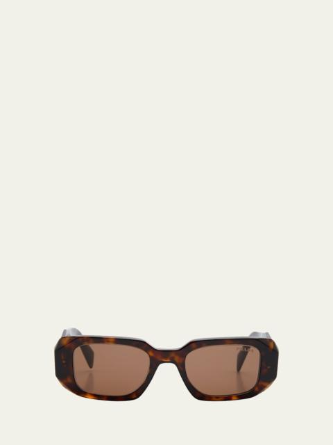 Prada Men's Rectangle Acetate Logo Sunglasses