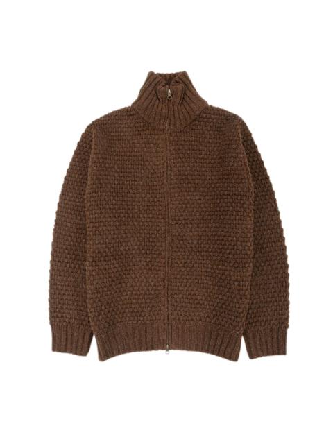 BEAMS PLUS Full Zip Popcorn Pattern Brown