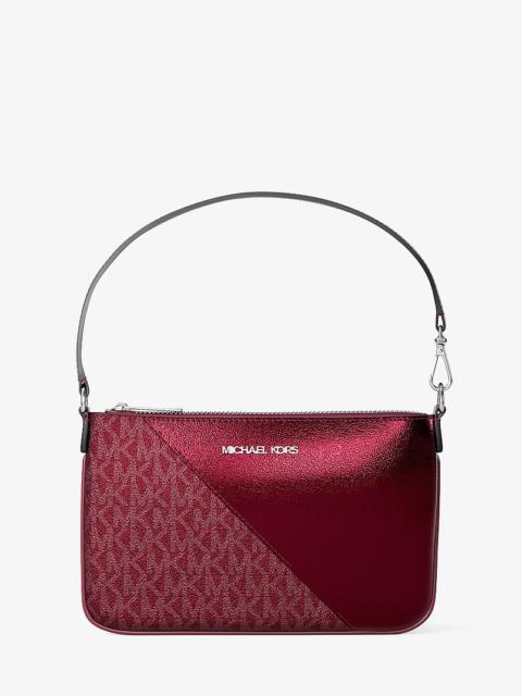 MICHAEL KORS Jet Set Travel Metallic and Signature Logo Wristlet