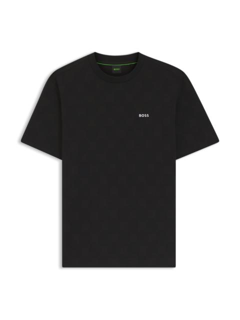 BOSS COTTON-BLEND T-SHIRT WITH TENNIS-BALL JACQUARD