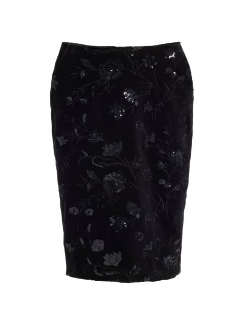 ELIE SAAB embroidered-details pencil midi skirt