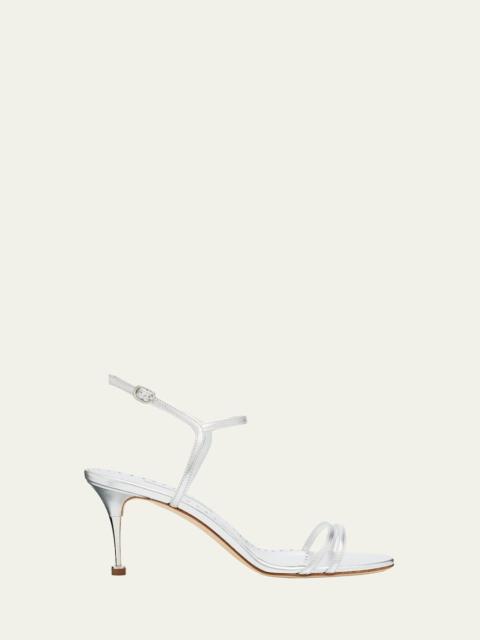 Manolo Blahnik 105mm Ciagalo Metallic Leather Sandals