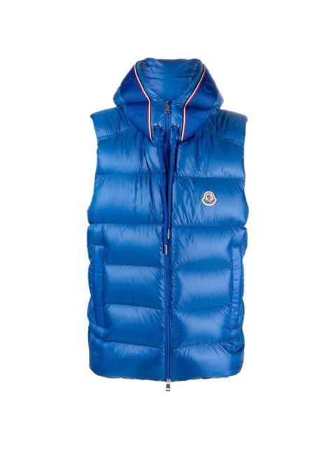 quilted hooded down gilet