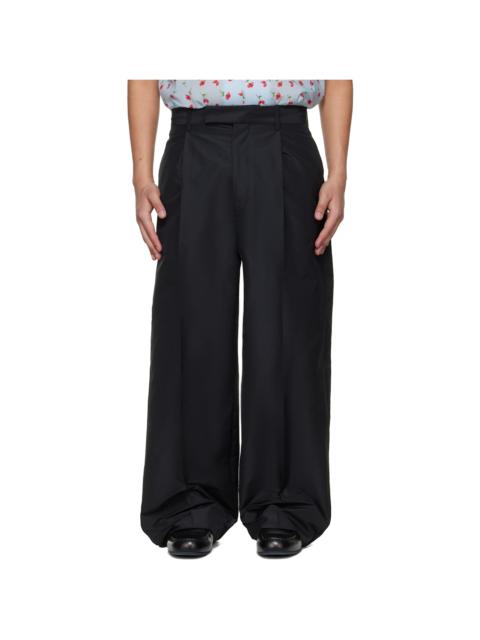 Jil Sander Black Pleated Taffeta Trousers