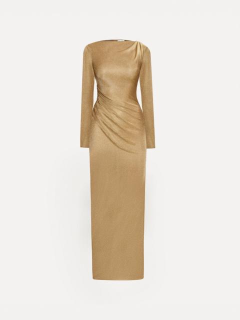 Oscar de la Renta METALLIC JERSEY DRAPED GOWN