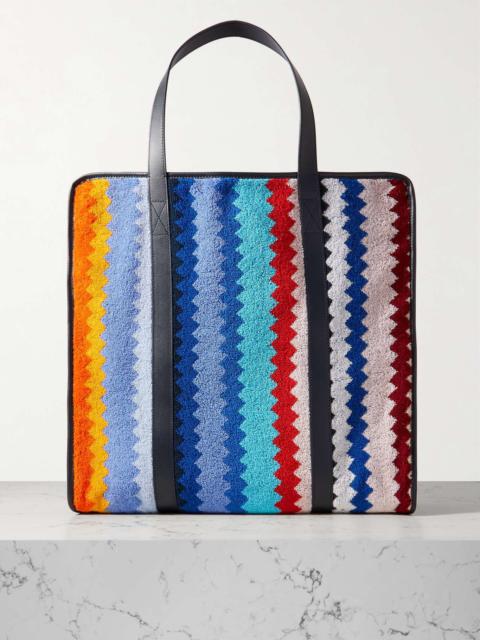 Missoni Cecil leather-trimmed striped cotton-terry tote