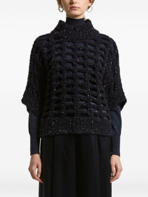 PESERICO high-neck grid cut-out sweater
