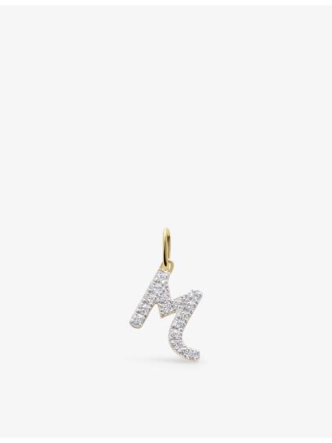 MONICA VINADER M letter 14ct yellow-gold and lab-grown diamond charm