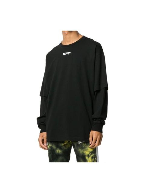 Off-White Off-White Back Mask Human Face Printing Round Neck Black OMAB022E20JER0051001