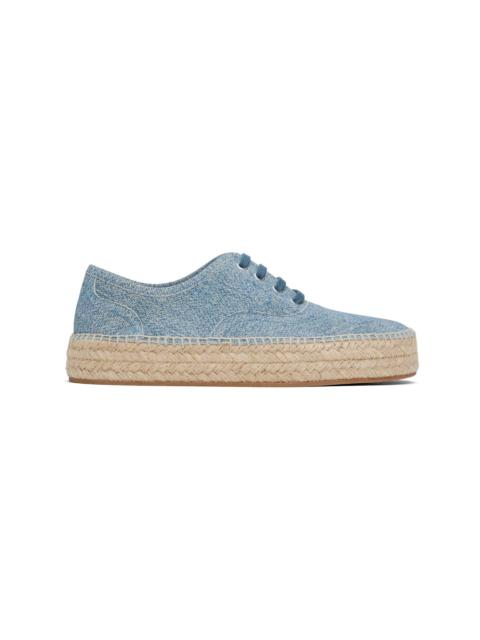 JW Anderson Blue Suede Lace-Front Platform Espadrilles
