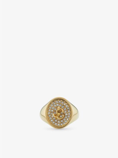 JIMMY CHOO JC Logo Crystal Ring
Gold-Finish Crystal Star Ring with JC Logo