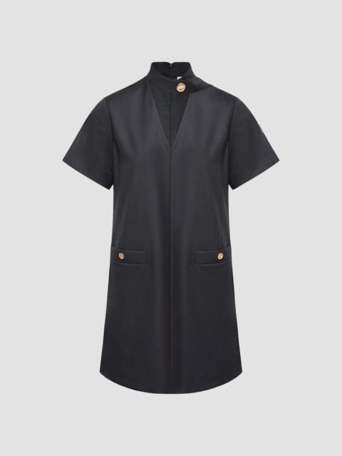 Moncler Women's V-Neck Mini Dress in Wool Gabardine - Dark Blue