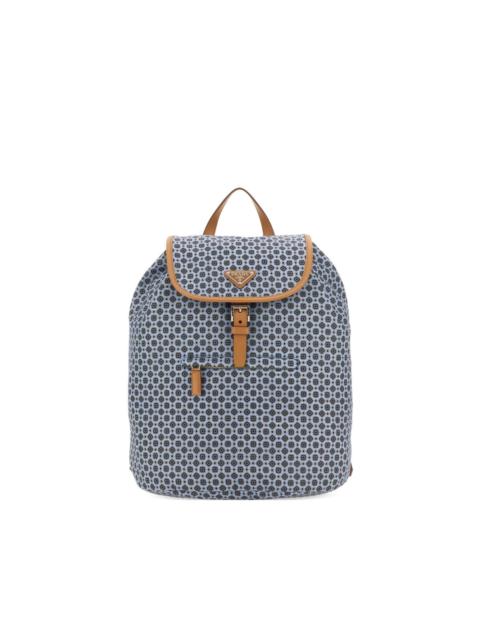 Prada printed-pattern leather-trimmed backpack