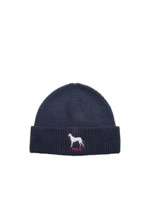 Polo Ralph Lauren Dalmatian-motif ribbed-knit beanie hat