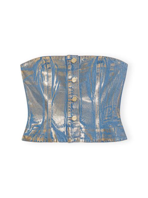 GANNI GOLD DENIM TOP