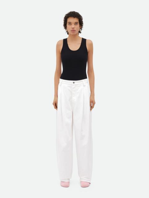 Bottega Veneta White Pleated Denim Trousers