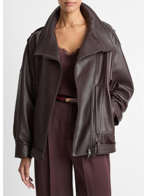 Vince Leather Oversized Biker Jacket