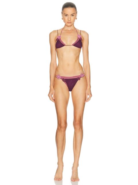Oséree Double Mesh Rose Two Piece Bikini Set