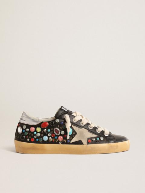 Golden Goose Super-Star with multicolored studs and beige suede star