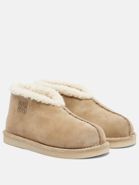 Miu Miu Shearling-lined suede ankle boots