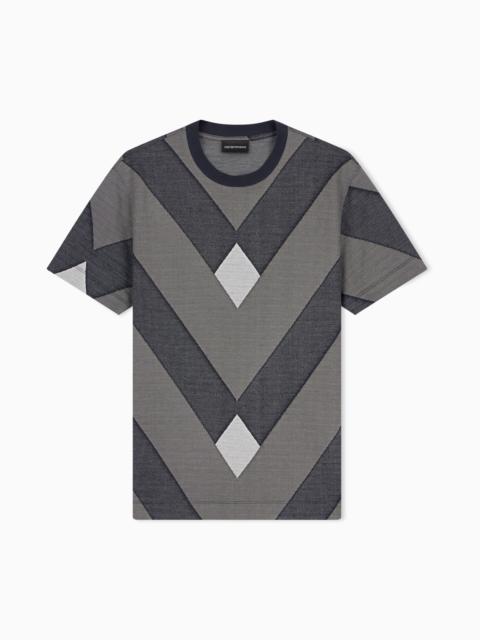 EMPORIO ARMANI JERSEY JACQUARD T-SHIRT IN LYOCELL BLEND SIGNATURE CAPSULE