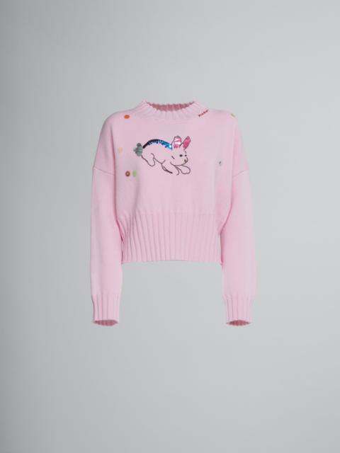 Marni SWEATER WITH RABBIT EMBROIDERY