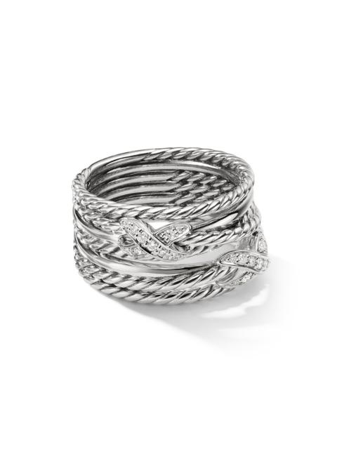 DAVID YURMAN Women's Double X Crossover Ring with Pavé Diamonds - Sterling Silver