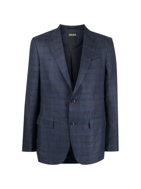 plaid-print single-breasted blazer