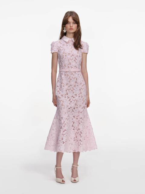 self-portrait Pink Guipure Lace Midi Dress