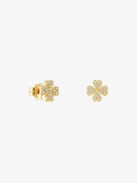 TOUS 18K solid gold TOUS Good Vibes clover Earrings with Diamonds