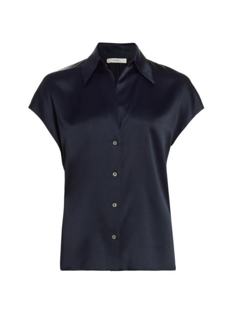 Vince Women's Cap-Sleeve Silk Blouse - Coastal