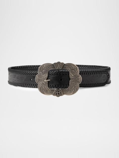 Ralph Lauren Embossed Leather Western Belt