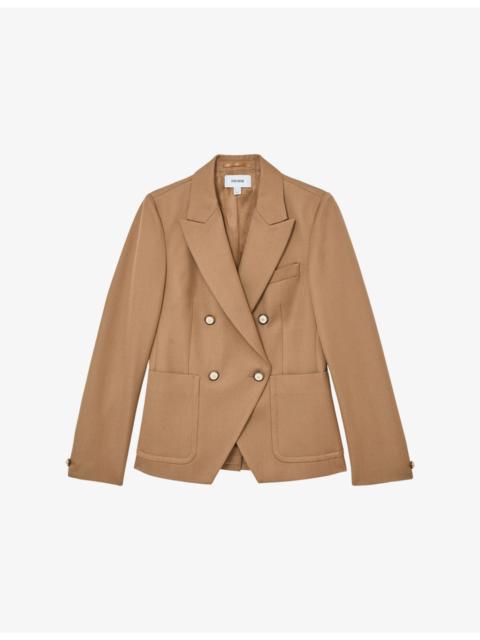 REISS Gigi Double-Breasted Wool-Blend Blazer