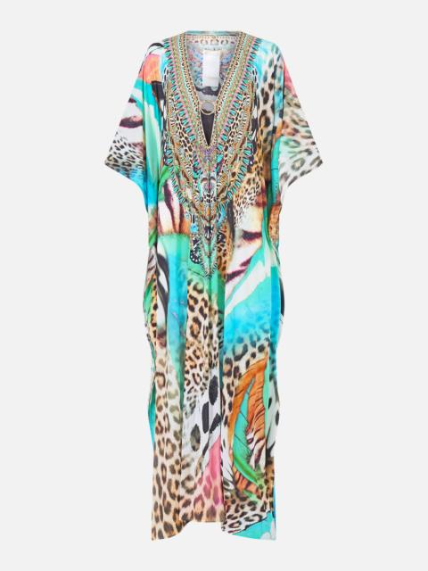 CAMILLA LONG V NECK KAFTAN W RING FRONT TRIM BUTTERFLY BOHEMIA